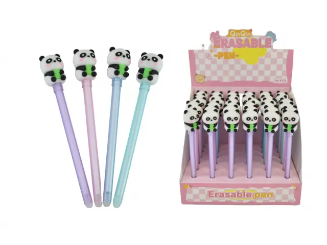 Lapicera panda tinta de gel azul 15cm