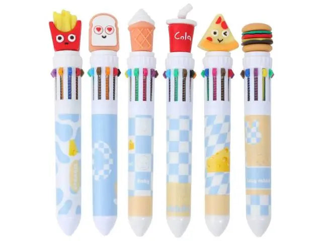 Lapicera retráctil comida rápida 10 colores