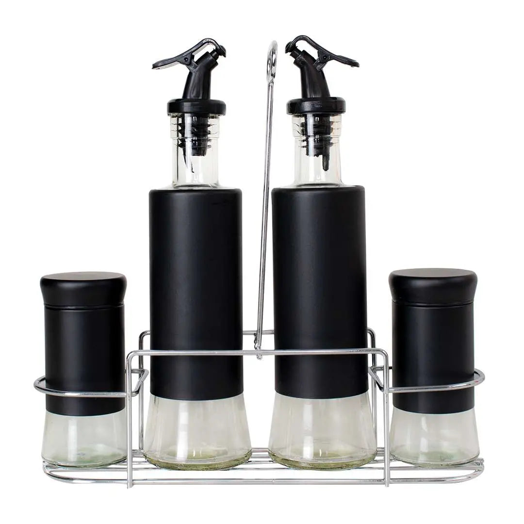 Set Condimentos x4 con Base Metálica