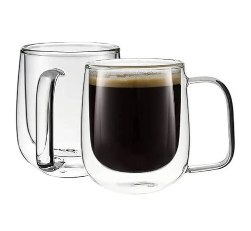 Taza de vidrio doble pared 250 ml con asa