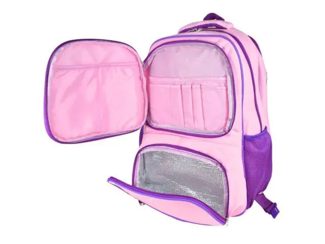 Mochila rosa con compartimientos 3 en 1