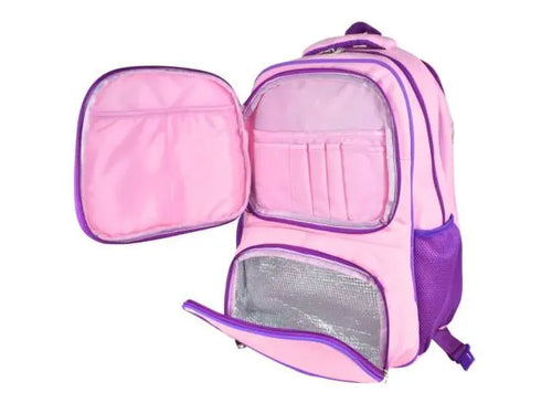 Mochila rosa con compartimientos 3 en 1