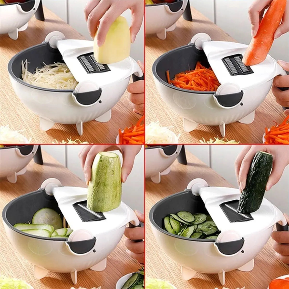 Rallador Rebanador y Escurridor de Vegetales 3 en 1