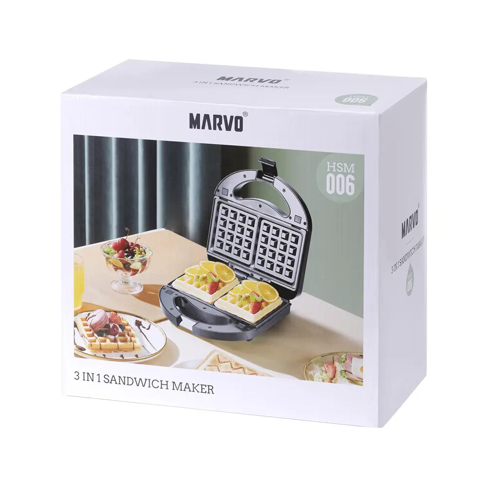 Sandwichera Marvo 3 en 1 Negro