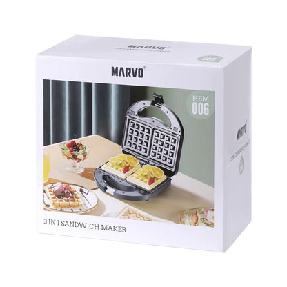Sandwichera Marvo 3 en 1 Negro