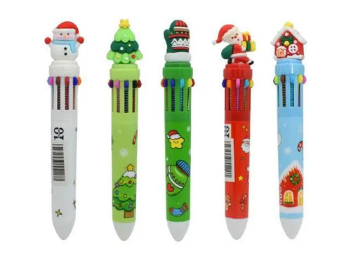 Lapicera retráctil con diseños navideños 10 colores