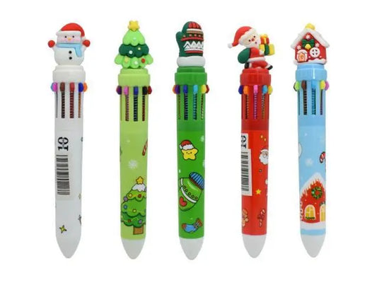 Lapicera retráctil con diseños navideños 10 colores