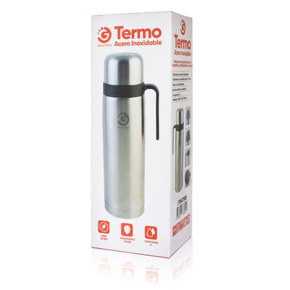 Termo goldtech acero inoxidable 1 lt con aza plateado