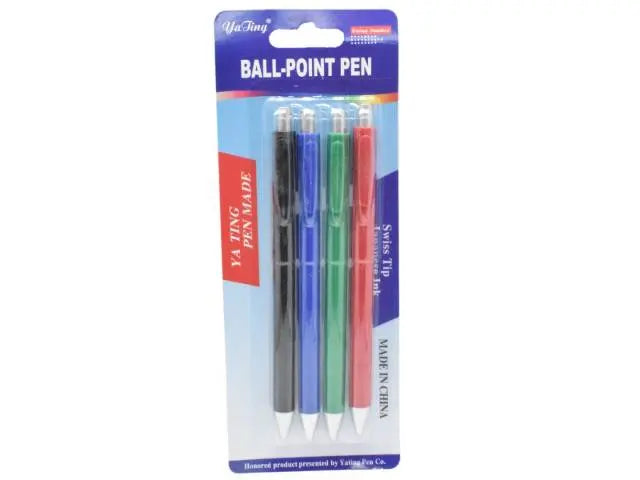 Lapiceras retractiles tinta azul x4 unidades