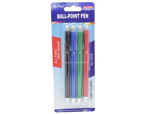 Lapiceras retractiles tinta azul x4 unidades