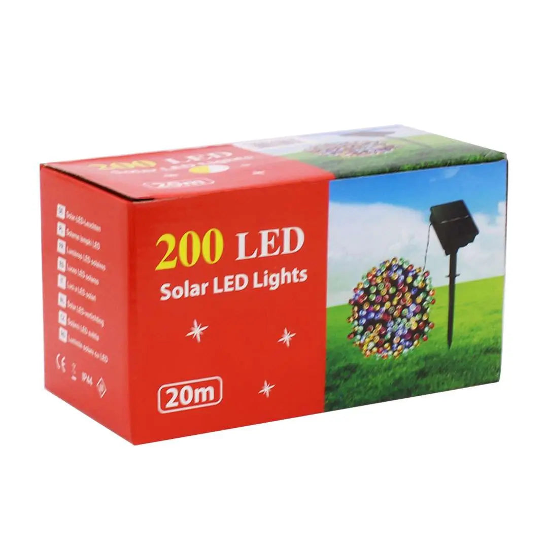 Guirnalda Solar de 22 metros con 200 luces LED cálidas