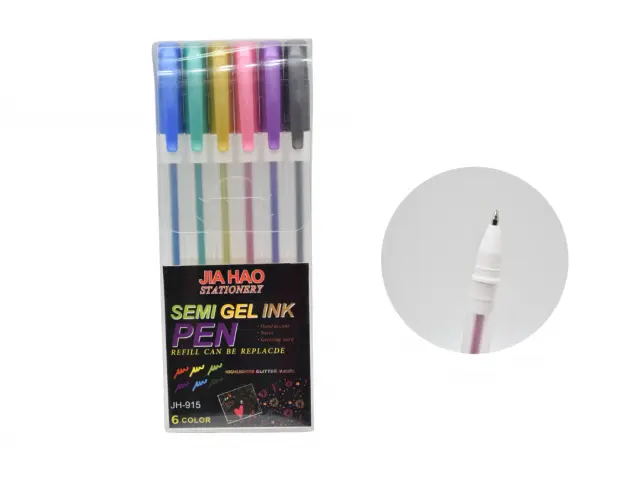 Bolígrafo lapicera gel 0.7mm x6 colores metálicos
