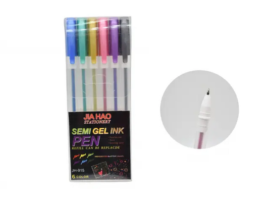 Bolígrafo lapicera gel 0.7mm x6 colores metálicos