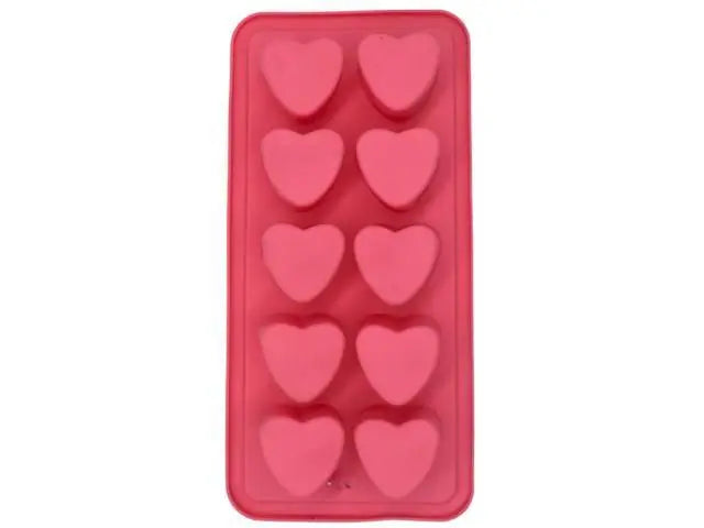 Molde de silicona con formas de corazones 22.5x11cm. Rosa
