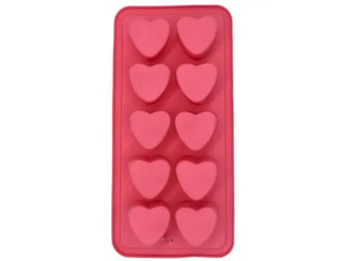 Molde de silicona con formas de corazones 22.5x11cm. Rosa