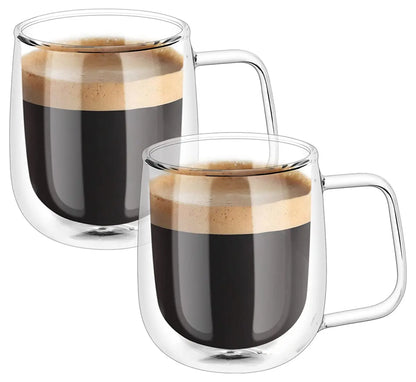 Taza de vidrio doble pared 250 ml con asa