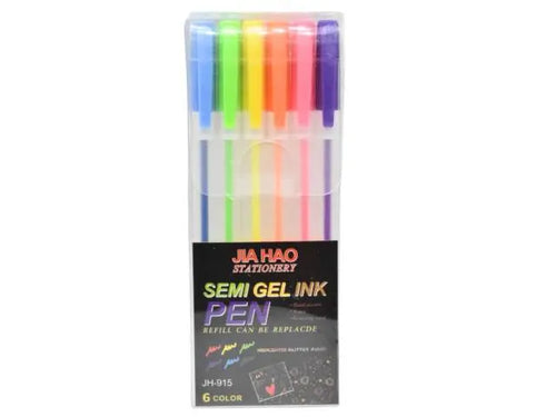 Lapiceras tinta gel de colores x6 unidades