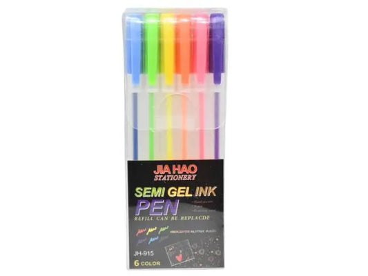 Lapiceras tinta gel de colores x6 unidades