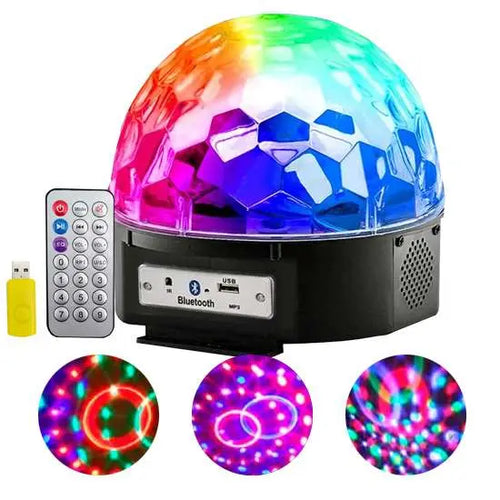Media esfera audiorítmica luces RGB parlante BT con control remoto