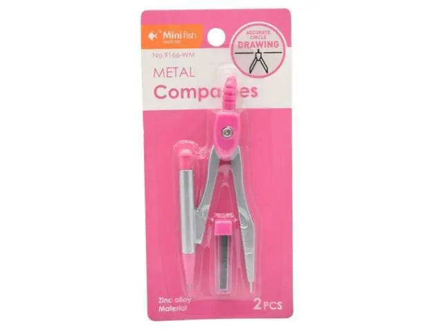 Compás con lápiz mecánico 12cm. Verde o rosa.