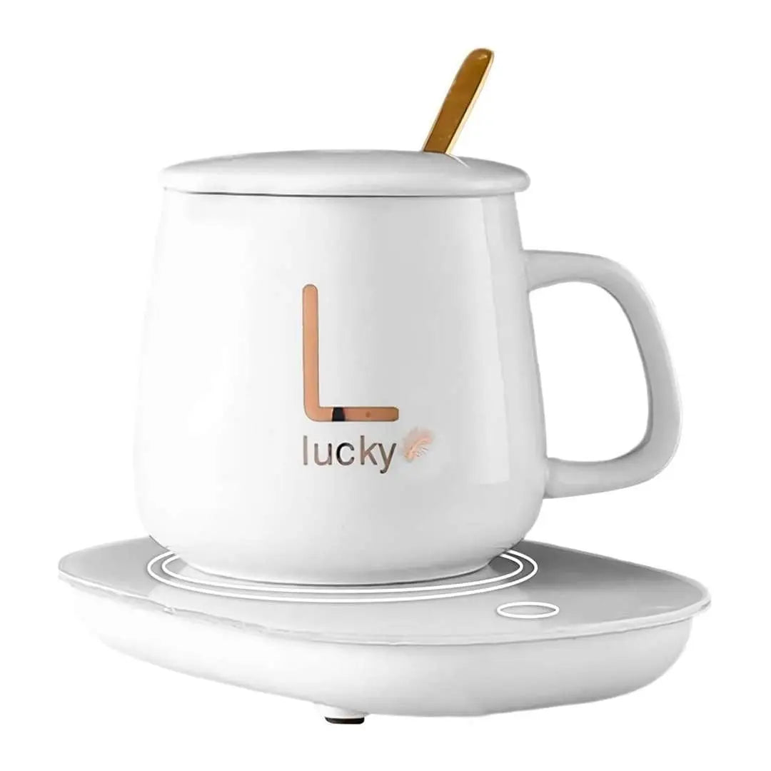 Taza de cerámica con base calentador USB – Blanco