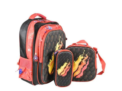 Mochila roja con lonchera térmica y cartuchera 40x30x17cm
