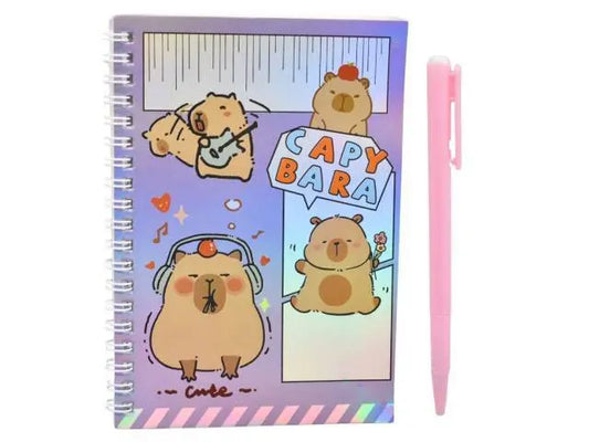 Libreta rayada con lapicera retráctil 17x12cm.