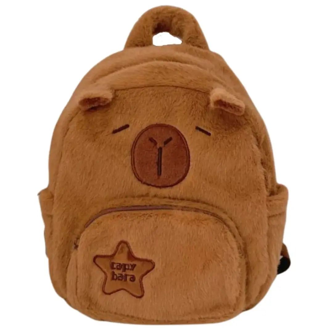 Mochila de felpa con bolsillo 25x22cm. Capibara
