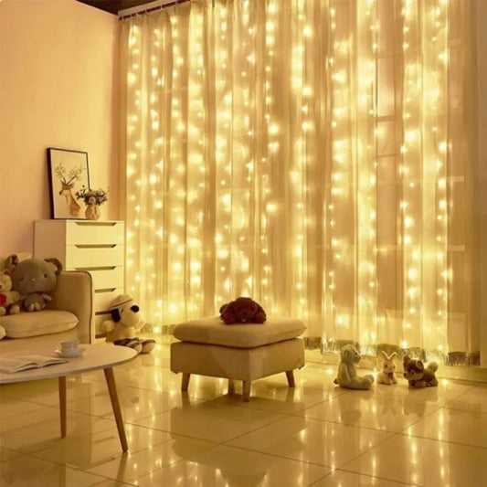 Cortina 200 Luces LED 2x2 m Cálida 220V